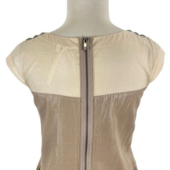 RACHEL Rachel Roy S Mini Dress Beige Gold Bubble Hem NYE Y2K Studded Party VTG - Picture 4 of 8